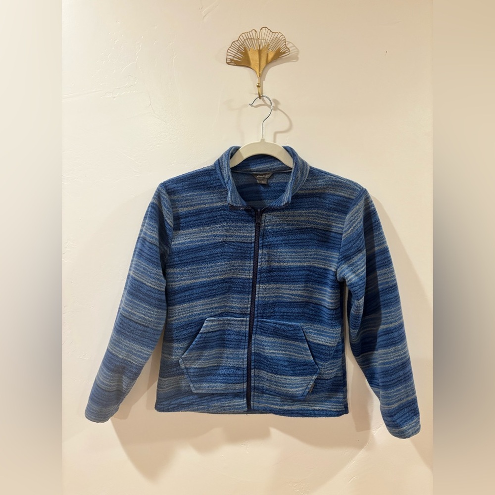 Eddie Bauer Kids Full-Zip Striped Fleece Jacket – Size S (7/8) | A10